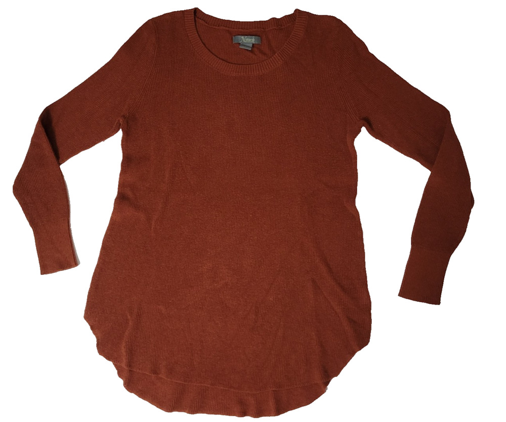 Natural Reflections Womens L Rust Orange Cozy Time Ribbed Tunic Sweater